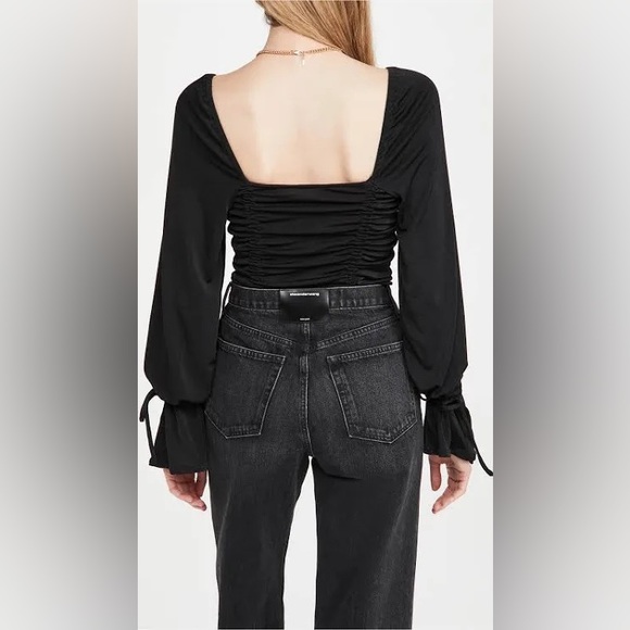 Free People Meant To Be Ruched Bodysuit in Black NWT - Picture 3 of 9